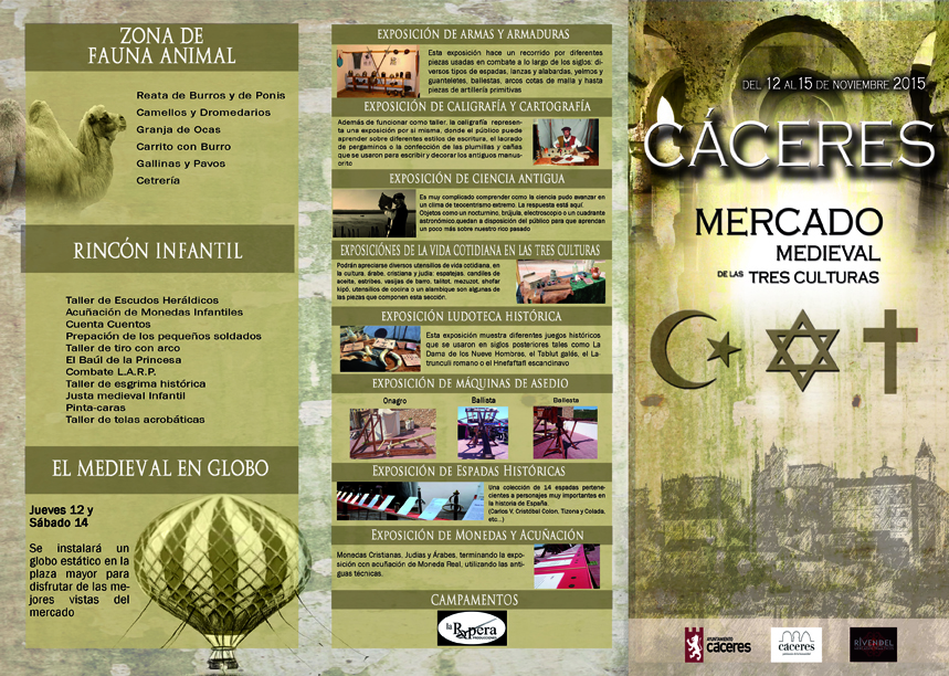 Triptico Mercado Medieval de las Tres Culturas de Cáceres 2015